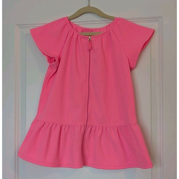 Lilly Pulitzer Girl's Illiana Swim Cover Up Size S (4-5) Flutter Sleeve Hot Pink - Picture 1 of 8